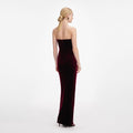 Velvet Bandeau Maxi Dress - Burgundy
