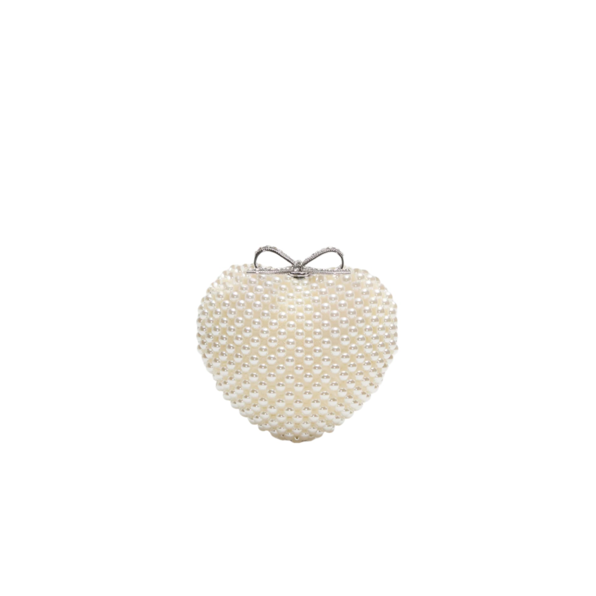 Pearl Heart Clutch Bag - Cream