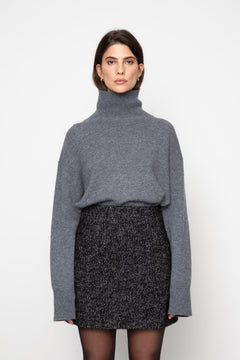 Alexandra Skirt - Black Herringbone