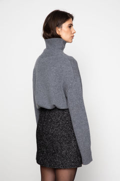 Alexandra Skirt - Black Herringbone