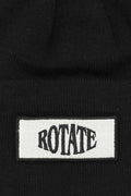 Knitted Beanie W. Patch - Black
