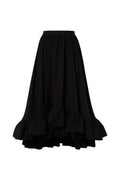 Adriana Frilled Hem Midi Skirt - Black