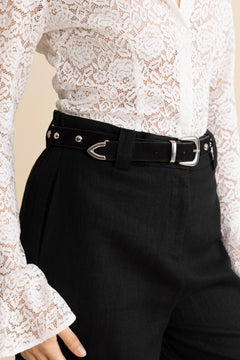 Coralie Leather Belt - Black