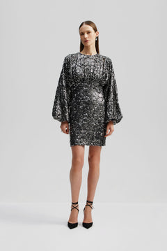 Alexandra Baloon Sleeve Sequin Mini Dress - Smoke