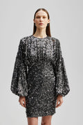 Alexandra Baloon Sleeve Sequin Mini Dress - Smoke