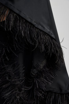Andrea One-Shoulder Feather Mini Dress - Black