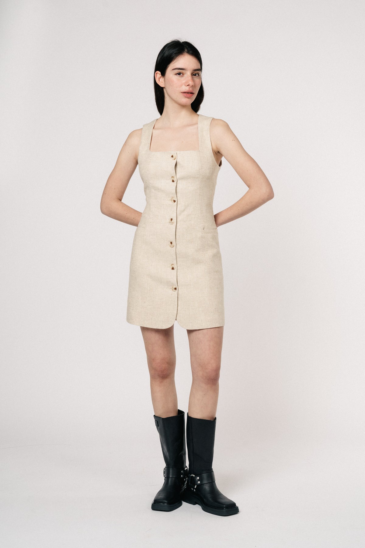 Mila Linen Mini Dress - Natural