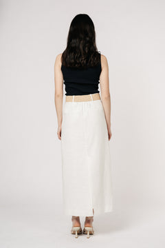 Manon Linen Maxi Skirt - White