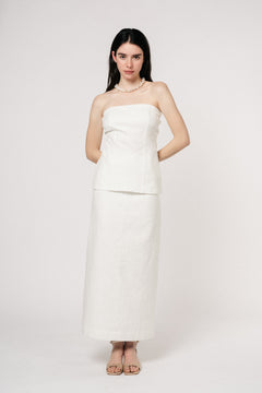 Manon Linen Maxi Skirt - White