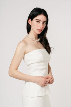 Taz Linen Tube Top - White