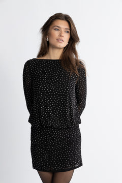 Colette Crystal Dress - Black Silver
