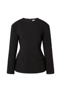 Athina Tailored Fitted Long Sleeve Blouse - Black