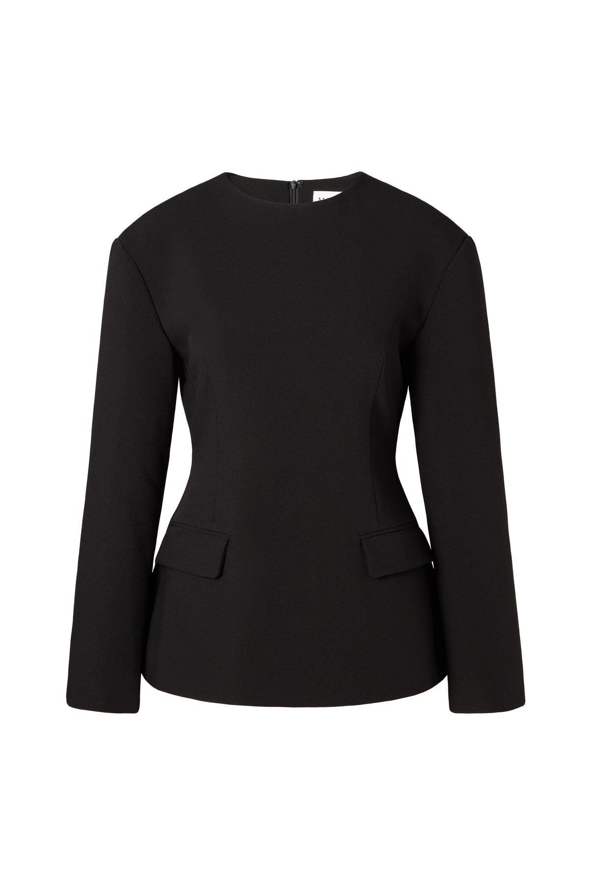 Athina Tailored Fitted Long Sleeve Blouse - Black