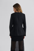Athina Tailored Fitted Long Sleeve Blouse - Black