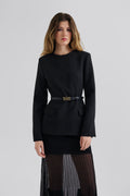 Athina Tailored Fitted Long Sleeve Blouse - Black