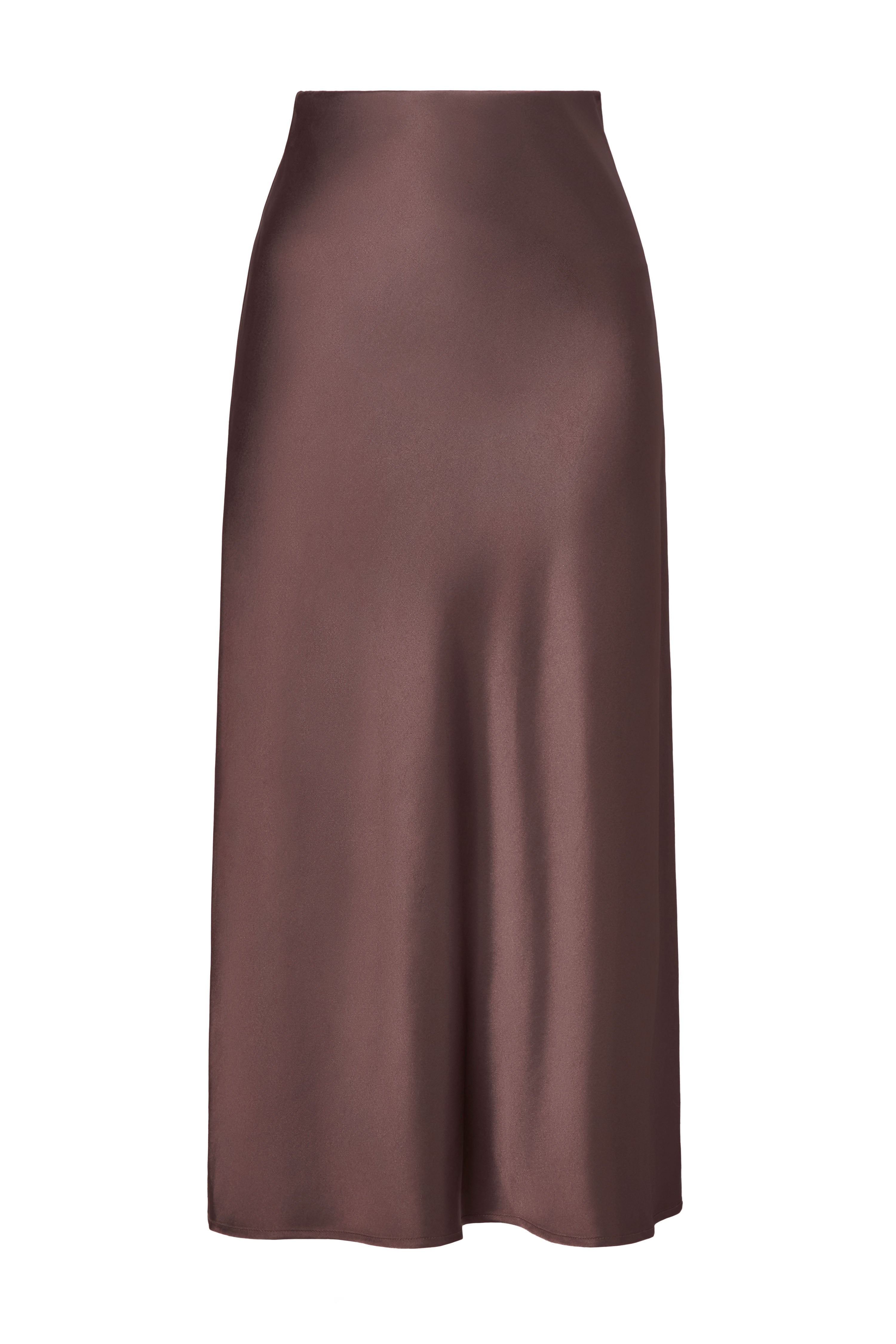 Aubree Satin Midi Skirt - Chocolate