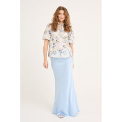 Grete S/S Blouse - White/Blue