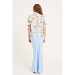Grete S/S Blouse - White/Blue