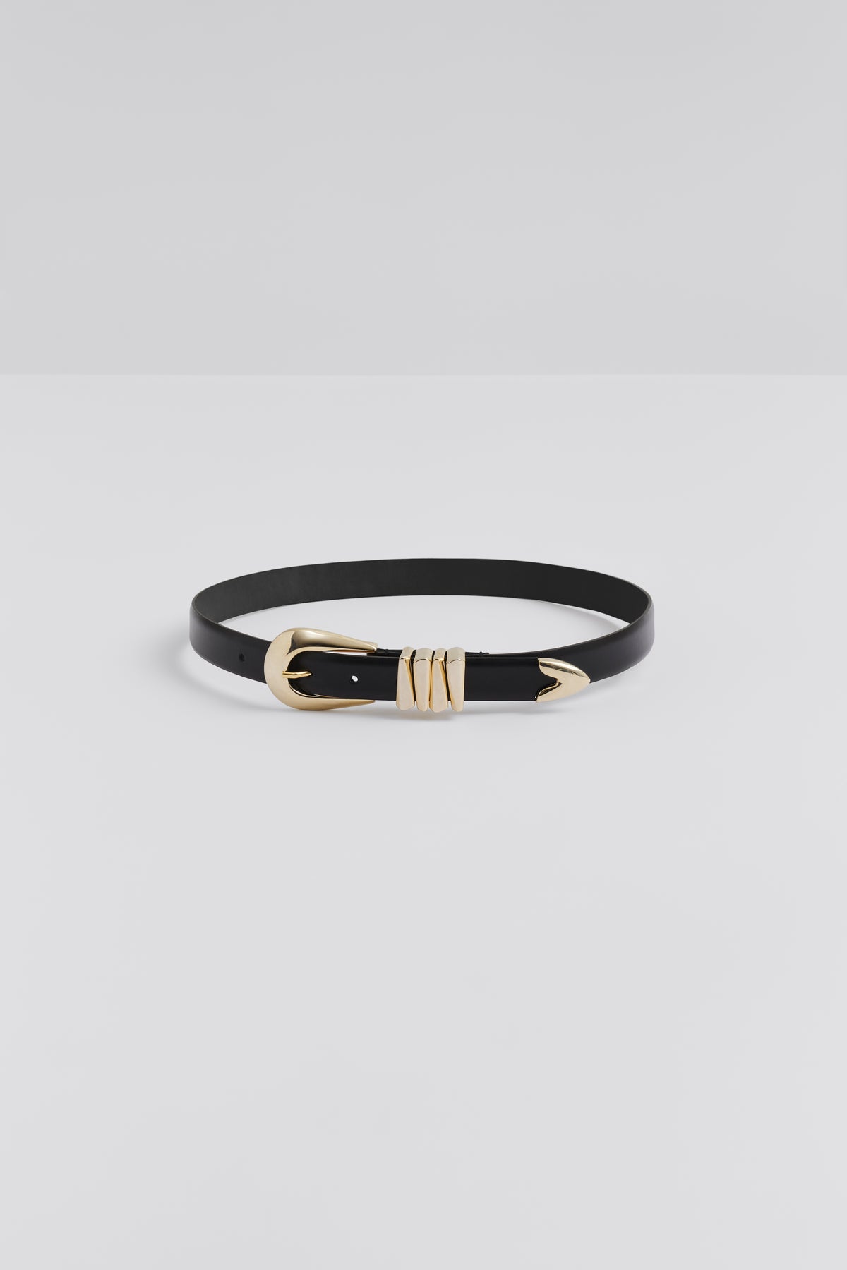 Azelia Buckle Leather Belt - Black