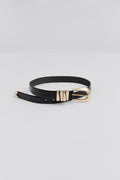 Azelia Buckle Leather Belt - Black