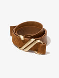 Monogram Belt In Soft Suede - Saddle