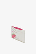 Bou Card Holder With Flap Raspberry Print - Egret