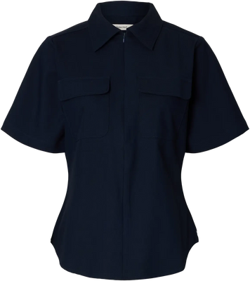 Tora Slim Ss Zip Shirt B - Dark Sapphire