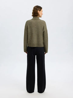 Sia Ras Ls Knit Zipper Cardigan - Vetiver Melange