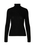 Ingrid Ls Knit Wool Blend Roll Neck - Black