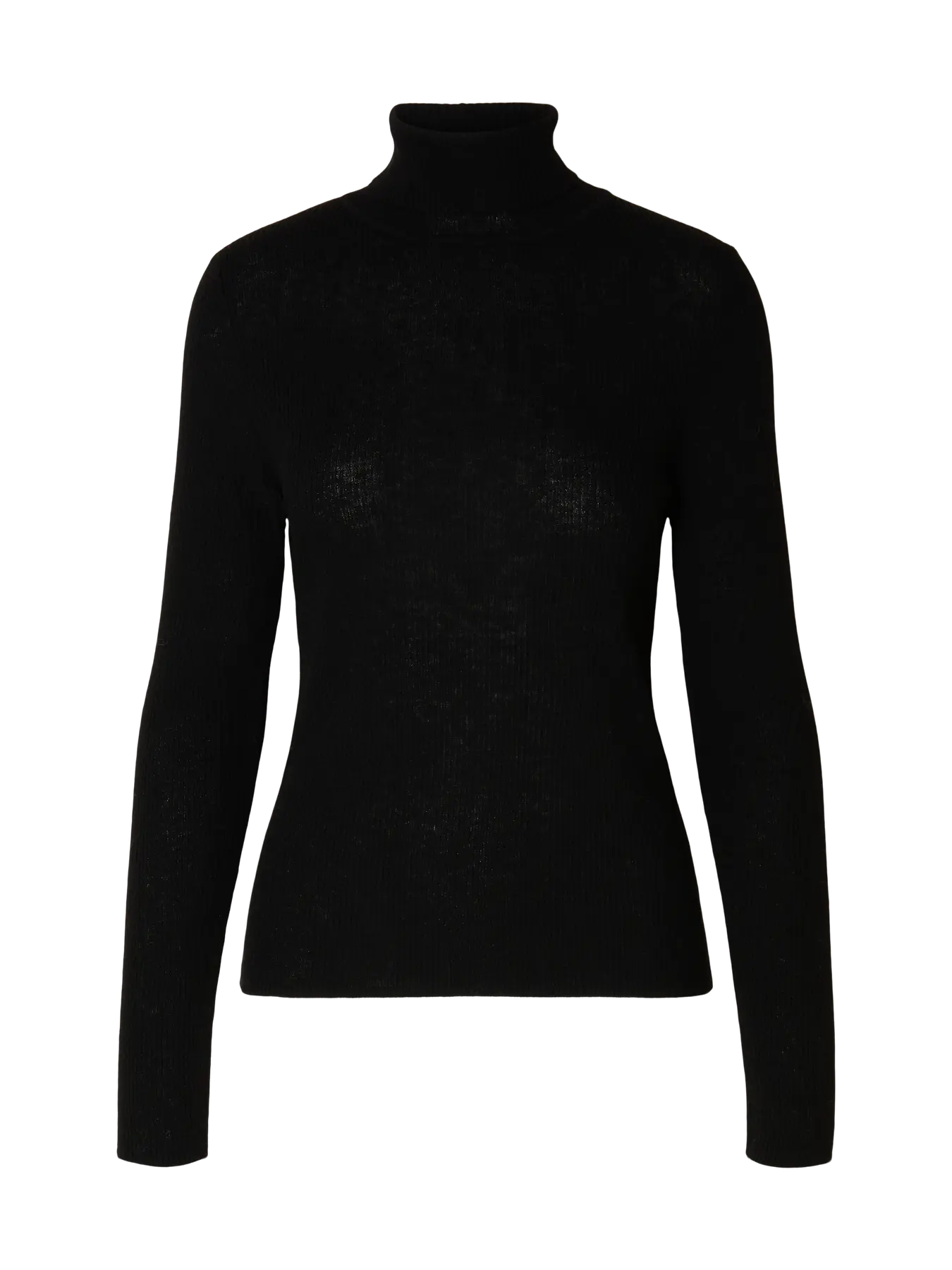 Ingrid Ls Knit Wool Blend Roll Neck - Black