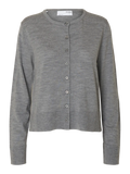 Thea Ls Knit Merino Cardigan - Medium Grey Melange