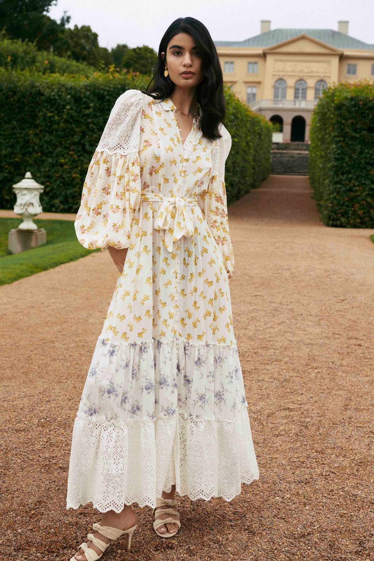 Cotton Slub Shirt Dress - Flower Combo Cotton Slub Shirt Dress - Flower Combo