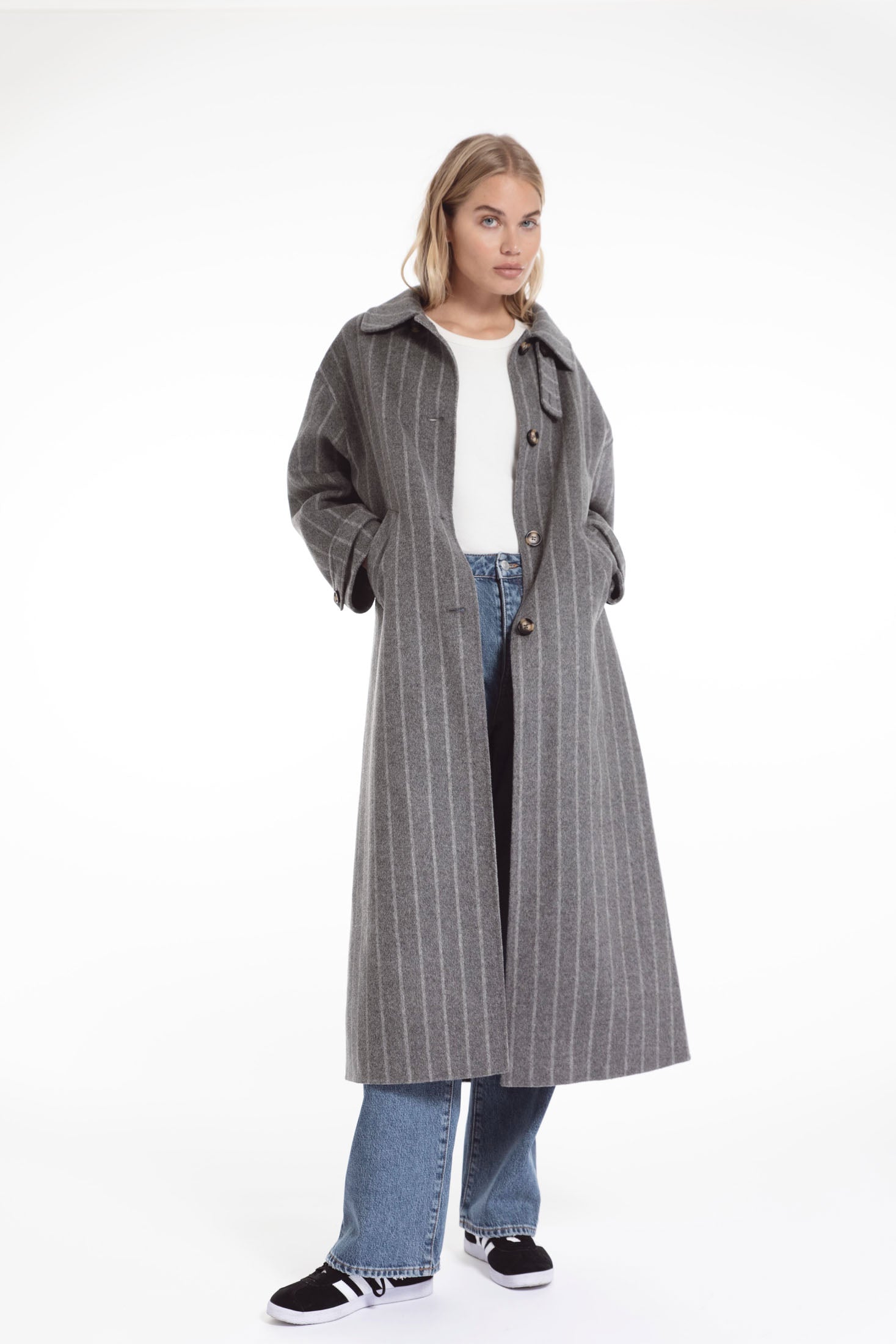 Amelia Coat - Dark Grey Stripe