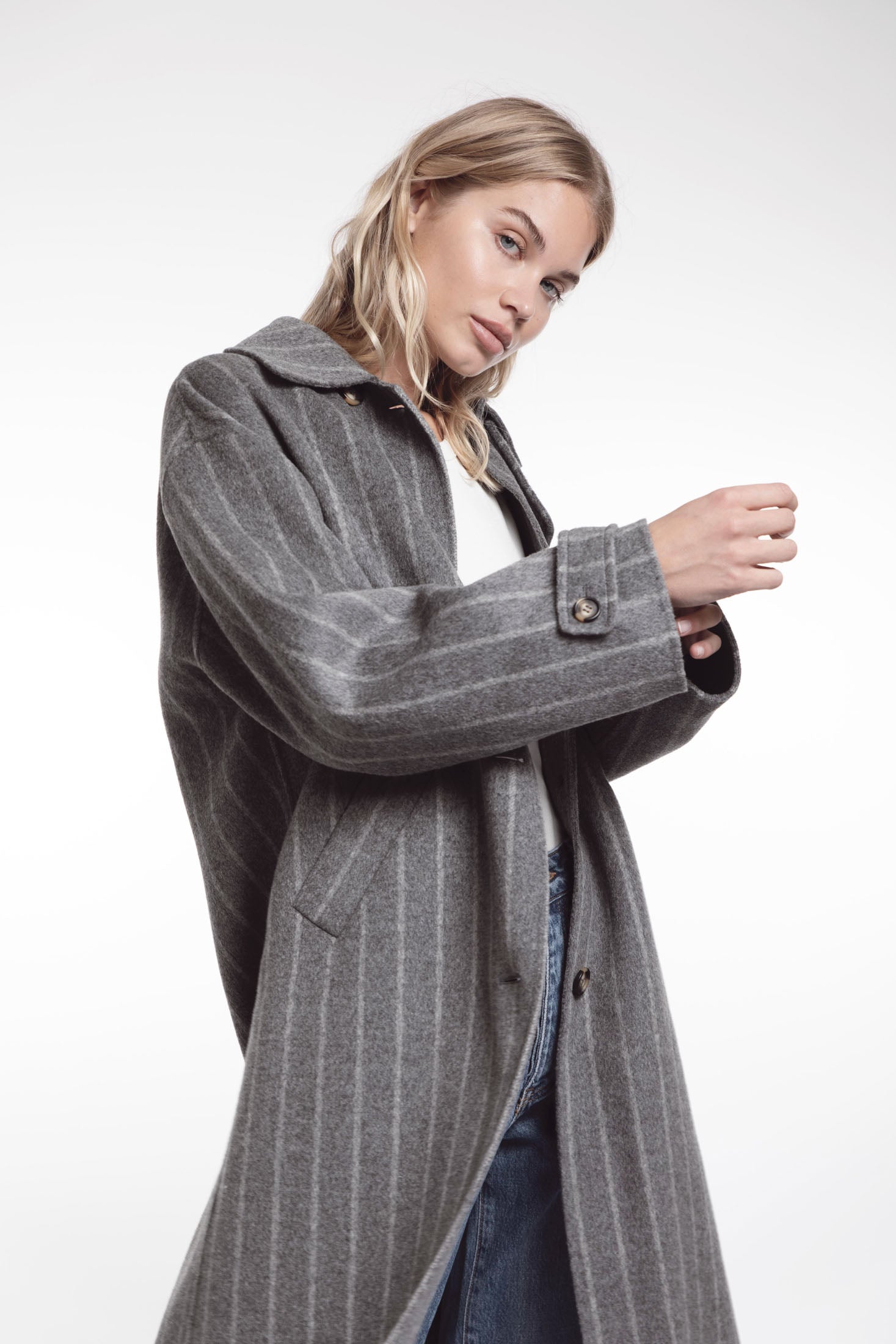 Amelia Coat - Dark Grey Stripe