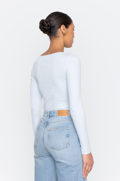 Petronella Rib Boatneck - Light Blue