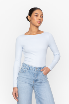 Petronella Rib Boatneck - Light Blue
