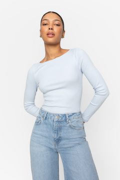 Petronella Rib Boatneck - Light Blue