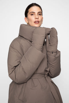 Olina Down Mittens - Dark Taupe