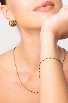 The Black Bead Bracelet - Gold