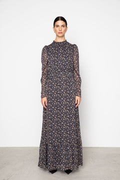 Nora Dress - Navy Dahlia Print
