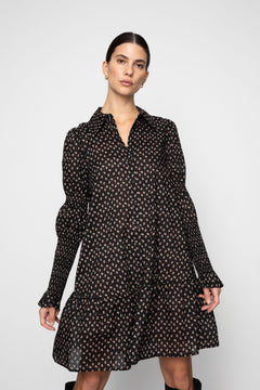 Lara Dress - Taupe Flower Print