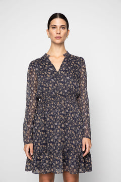 Eira Dress - Navy Dahlia Print