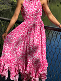 Harriet Chiffon Dress - Pink Print