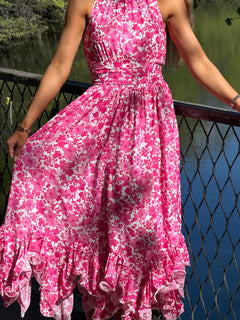 Harriet Chiffon Dress - Pink Print