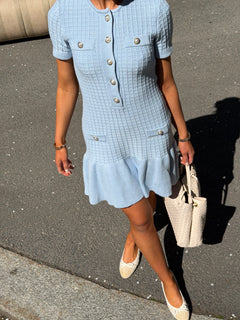 Gerdalil Cotton Knit Dress - Light Blue