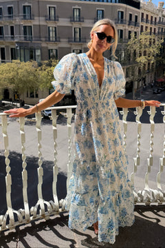 Nanni Flower Maxi Dress - Blue Flower