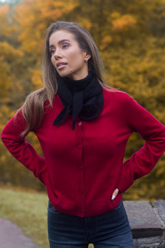 Clara Cashmere Knit Cardigan - Dark Red