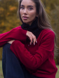 Clara Cashmere Knit Cardigan - Dark Red