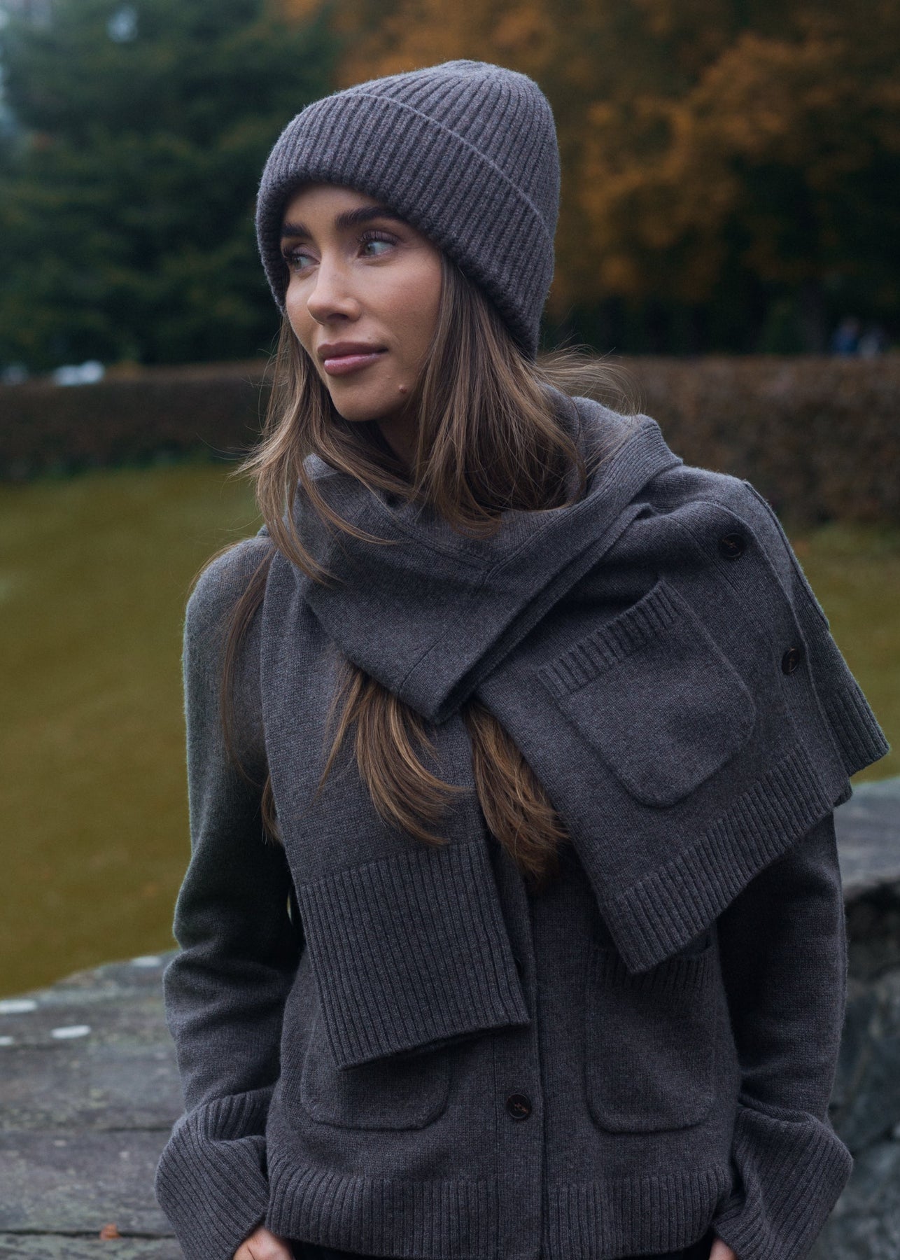 Victoria Cashmere Wool Beanie - Brown