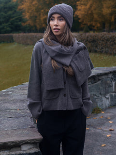 Liz Cashmere Knit Cardigan - Brown Melange